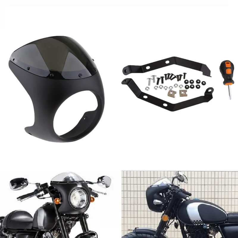 

7 'мотоциклетная фара Ретро Cafe Racer обтекатель руля лобовое стекло мотоциклетная фара обтекатель Крышка Аксессуары