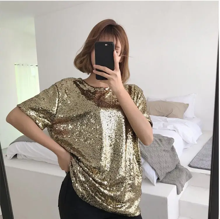 Распродажа Kpop однотонная женская футболка из спандекса в Корейском стиле с