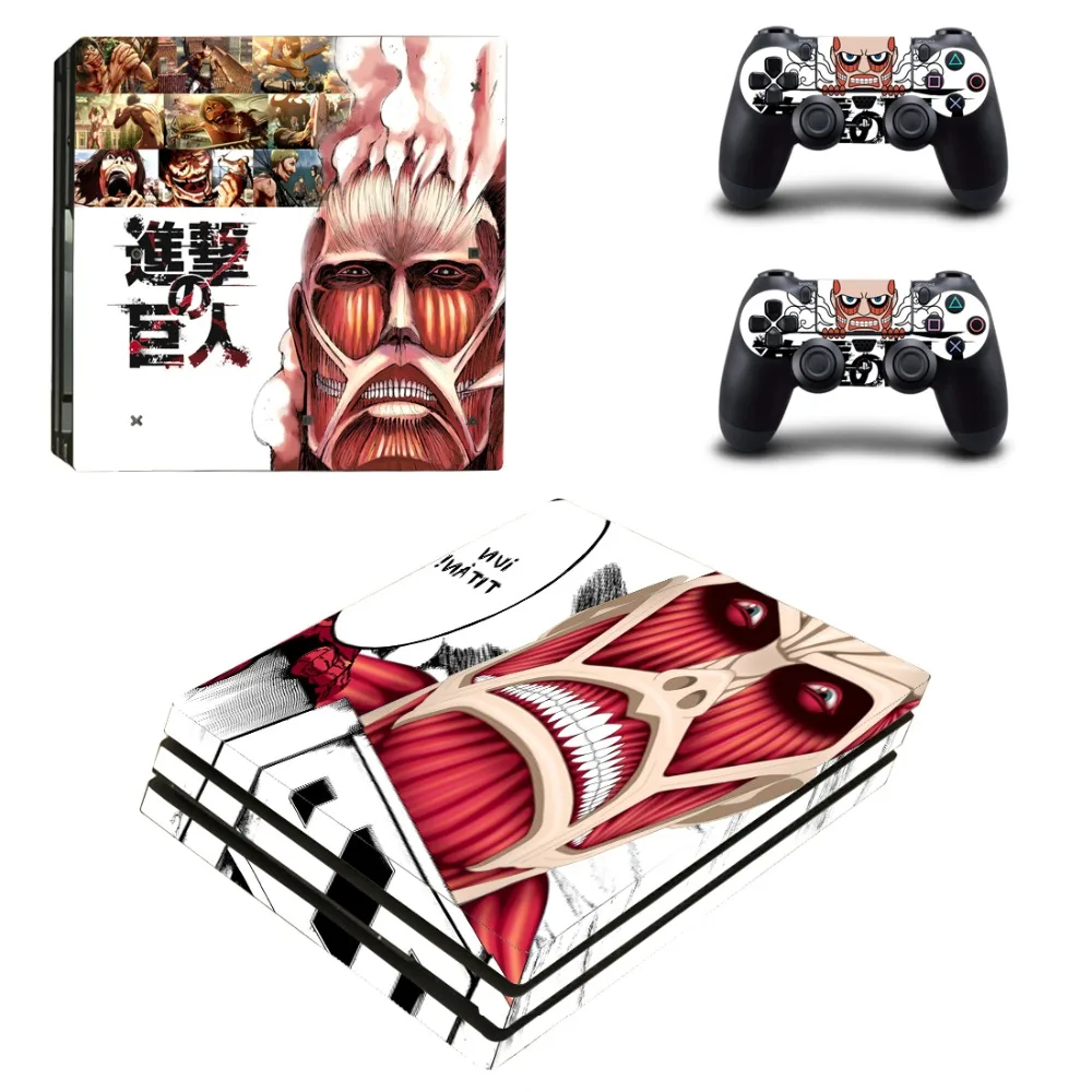 Виниловая наклейка с аниме атакой Титанов PS4 Pro для консоли Playstation 4 и 2