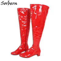 Sorbern Custom Extra Wide Boots Women Made-to-order Med Heels Square Toes Winter Style Knee High Lady Boot Plush Linning
