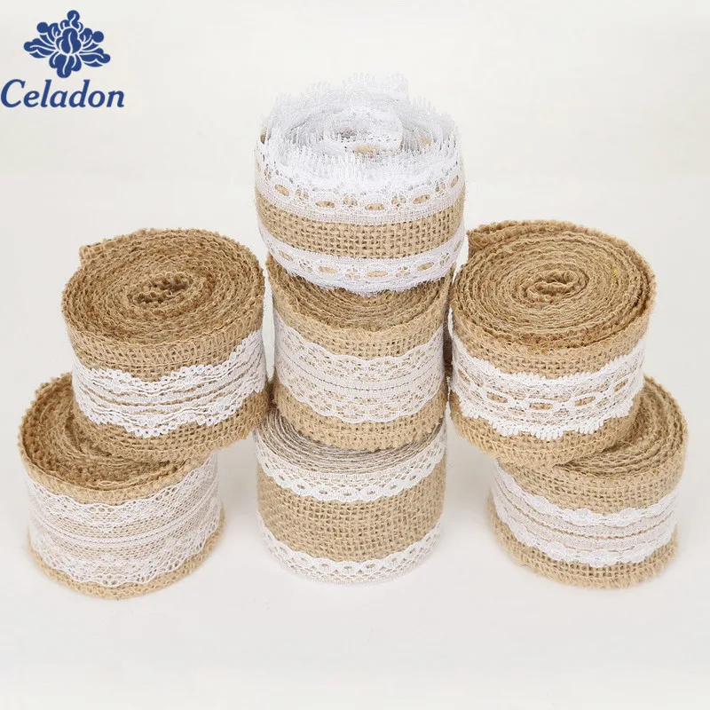 5 см винтажные Свадебные центральные части украшения из сизаля с кружевной