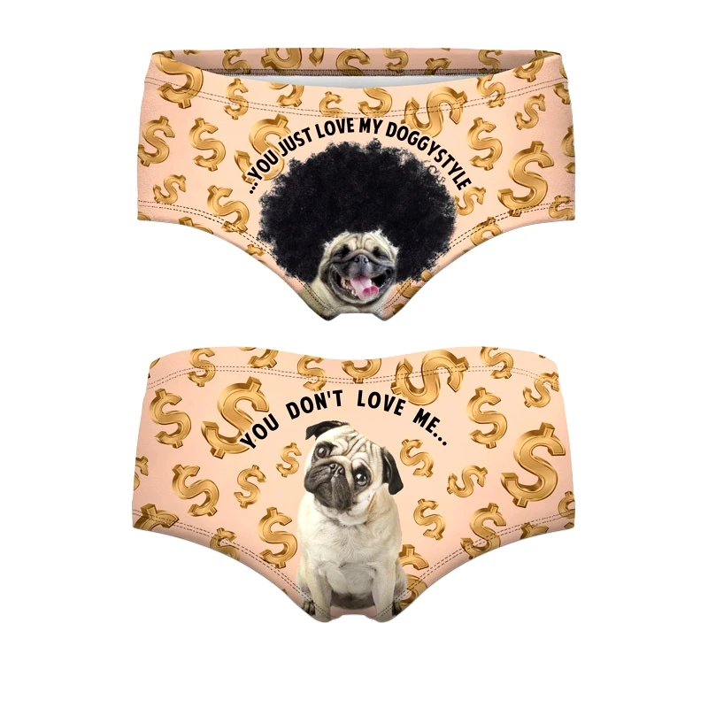 Women Briefs 3D animal dollar dog style hippop Beach wear Print Panties Underwear Girls Sexy Cute 2017 Safety Underpants |