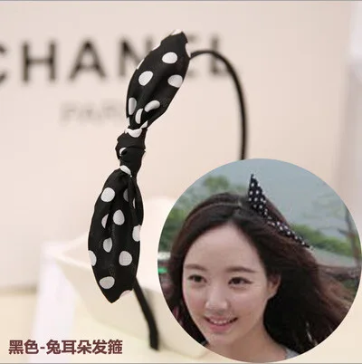 Free shipping checking hair ribbon bow stripes dot hoop head ornaments pearl marriage decoration Festival Gifts |