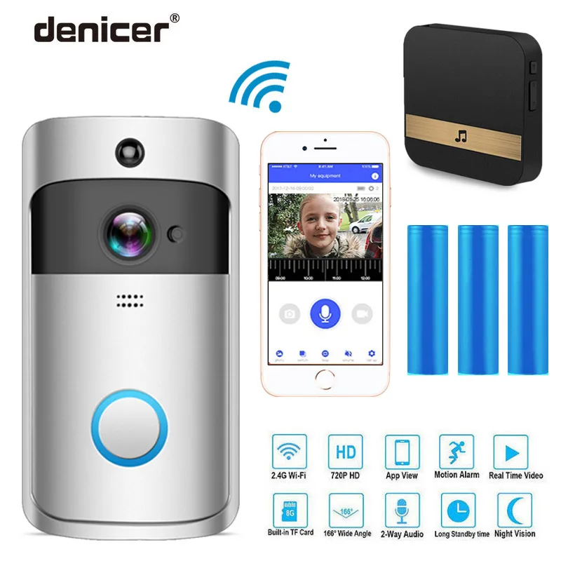 Denicer Smart ip видеосвязь wifi видео Кольцо телефон дверной звонок Cam беспроводная
