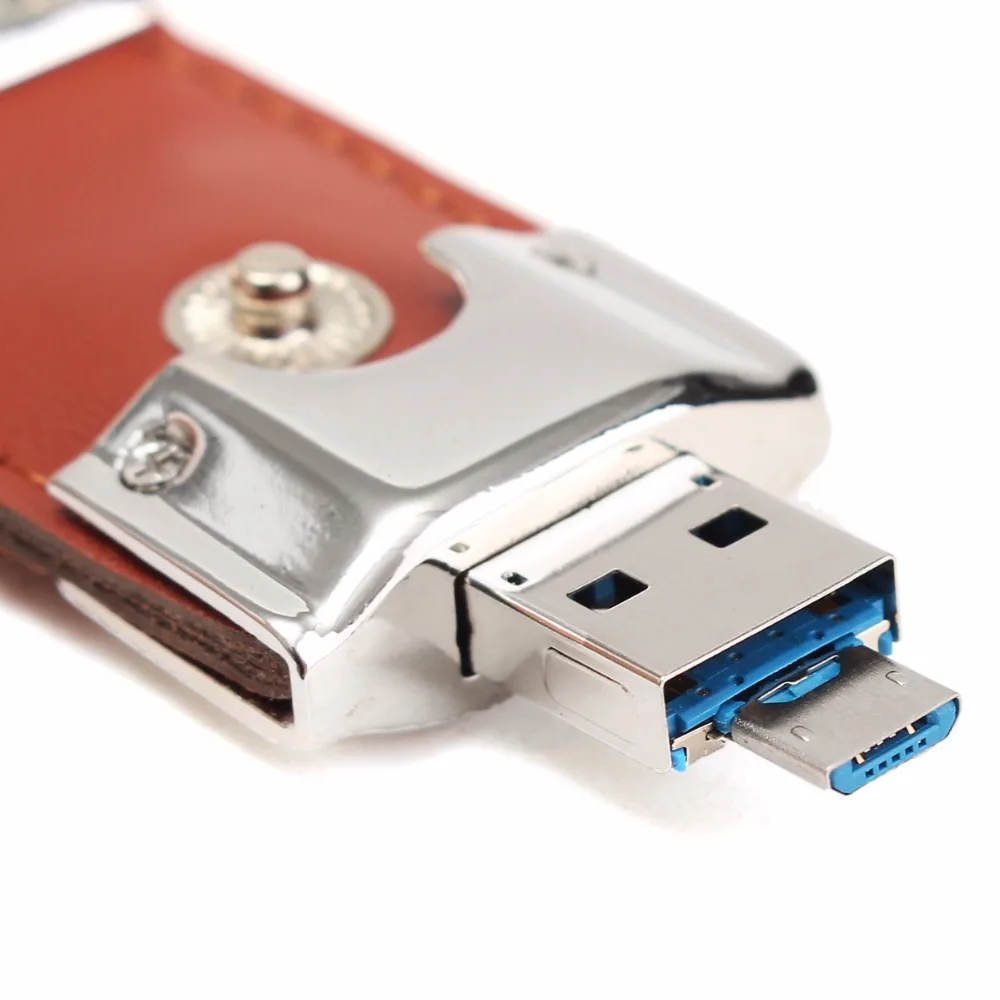 2 в 1 Кожаный USB OTG Флешка 64 ГБ 32 16 Гб 8 4 Dual Micro карта памяти для смартфонов на Android