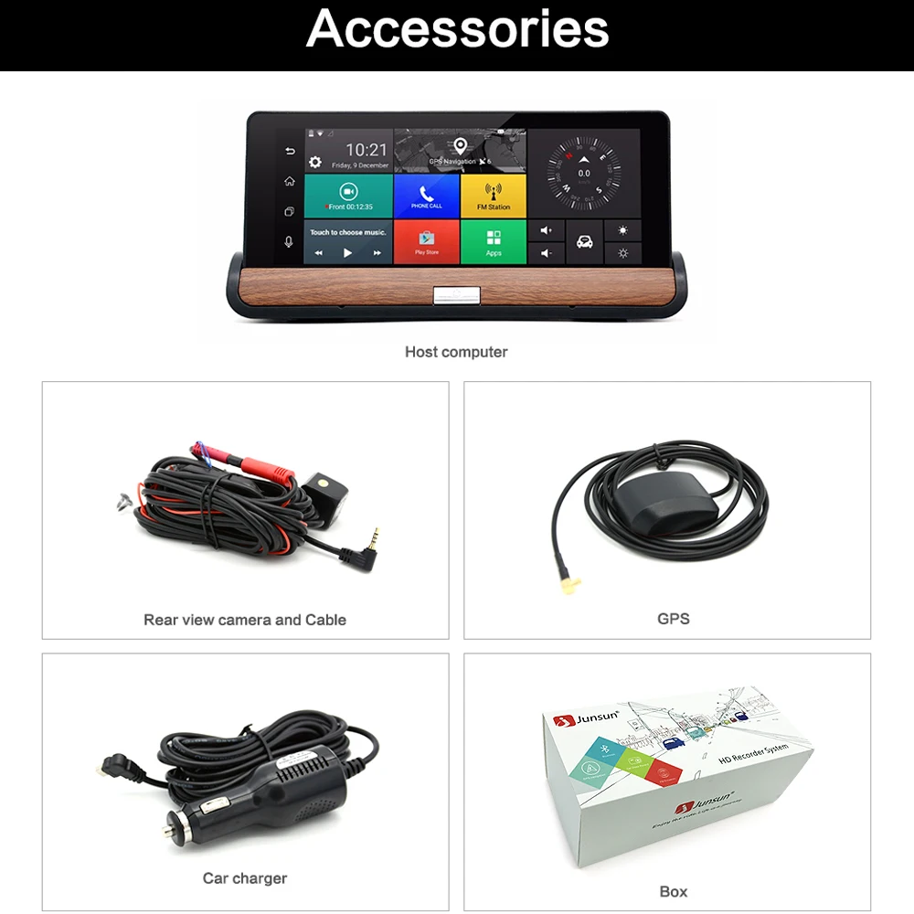 Junsun 3G 7 дюймовая автомобильная GPS навигация Bluetooth Android 5.0 Навигаторы Автомобиль с DVR