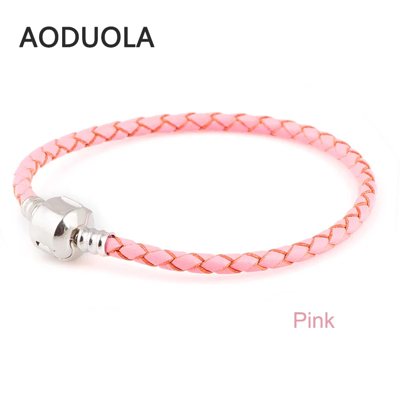 Весенние цвета натуральная кожа сделай сам браслет цепочка посеребренные зажимы