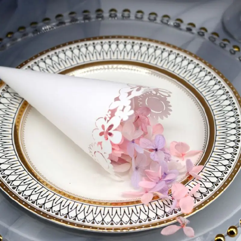 50 шт конусы для свадебной вечеринки конфетти лазерная резка лепестков кружева