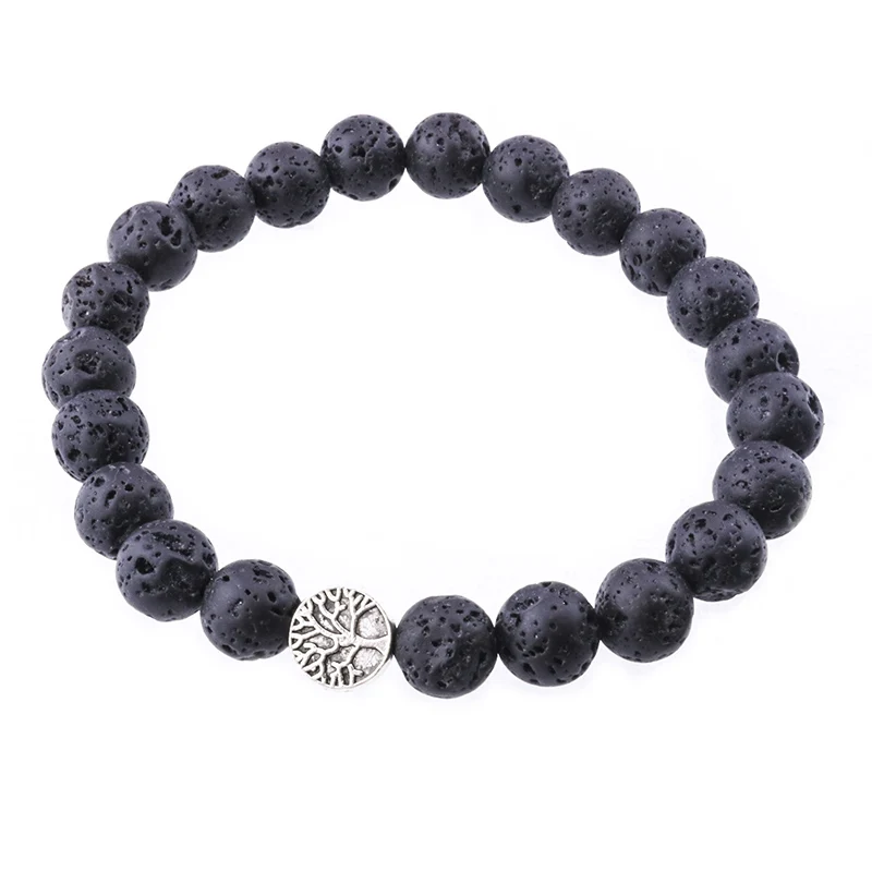 8mm Black Volcanic Lava Stone Opal Beads Essential Oil Perfume Diffuser Bracelet for women jewelry | Украшения и аксессуары