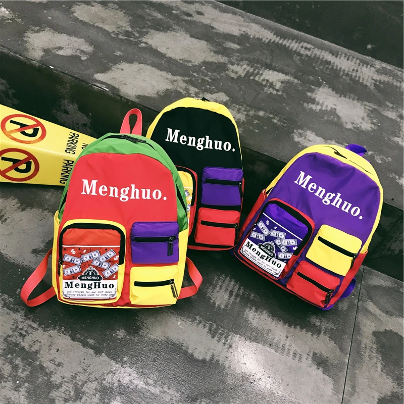 MENGHUO 2018 новый цветной рюкзак на плечо нейлоновый школьная сумка хорошего