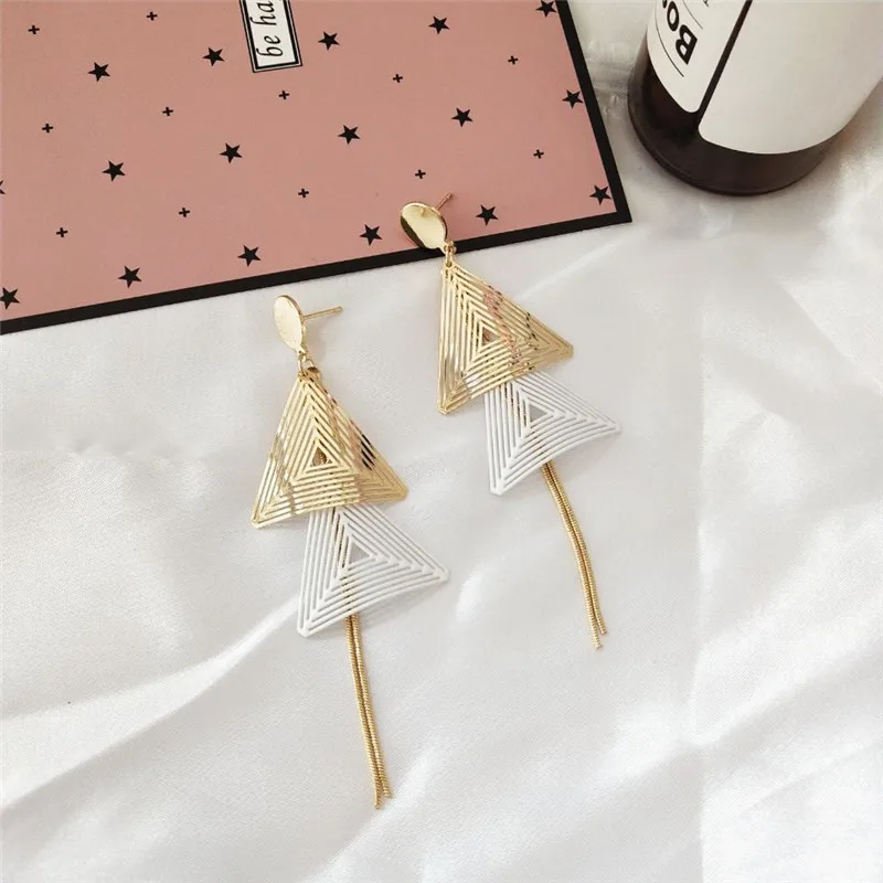 Современные женские серьги 2020 трендовые треугольные с кисточками элегантные