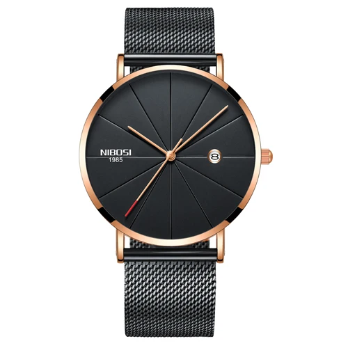 Black Rose Milanese NIBOSI часы мужские унисекс Стиль часы Для мужчин и Для женщин смотреть Luxury известный Топ Брендовое платье модные часы Кварцевые наручные часы с Миланского группа часы женские - Цвет: Black Rose Milanese