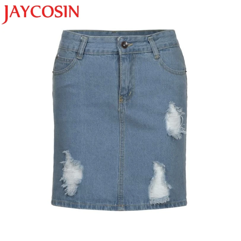 JAYCOSIN 2018 женские джинсы однотонные повседневные короткие юбки на пуговицах
