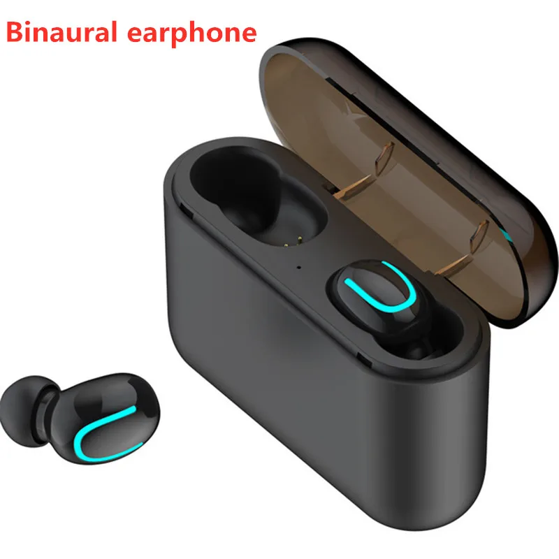 Binaural Black Soulusic Bluetooth 5,0 Q32 наушники TWS беспроводные наушники Bluetooth наушники громкой связи спортивные наушники PK HBQ - Цвет: Binaural Black
