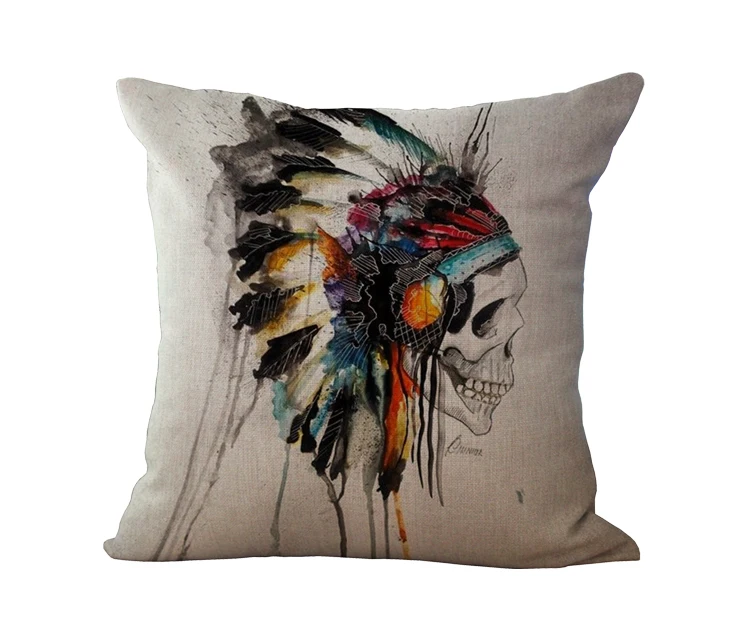 Хлопок белье 18 &quotквадратный череп печать диван пледы Чехлы для подушек домашний