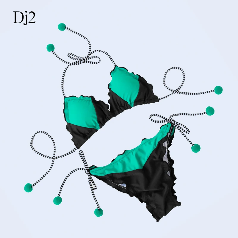 Летний бикини пуш-ап сексуальный купальник с краями листьев лотоса купальный