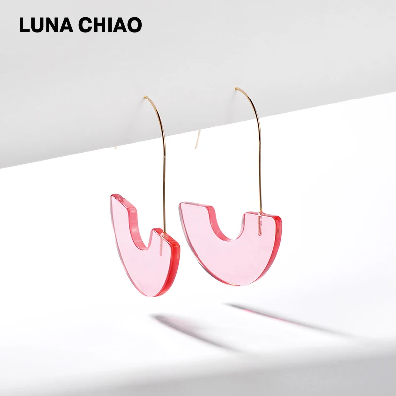 Женские акриловые серьги кольца LUNA CHIAO яркие из прозрачной смолы Ювелирное