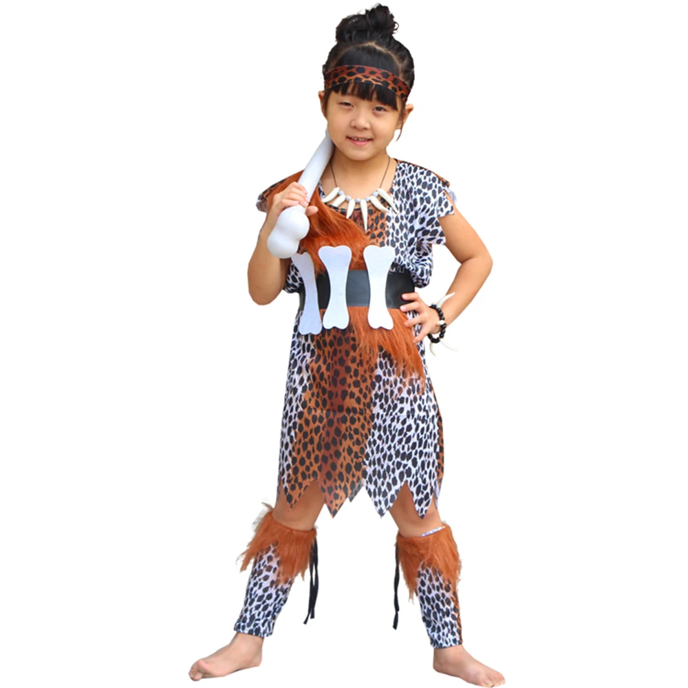 Хэллоуин Дети Леопард дикарь пещерный человек croods flintstones примитивный сексуальный индийский костюм Карнавальные костюмы для мужчин Необычные