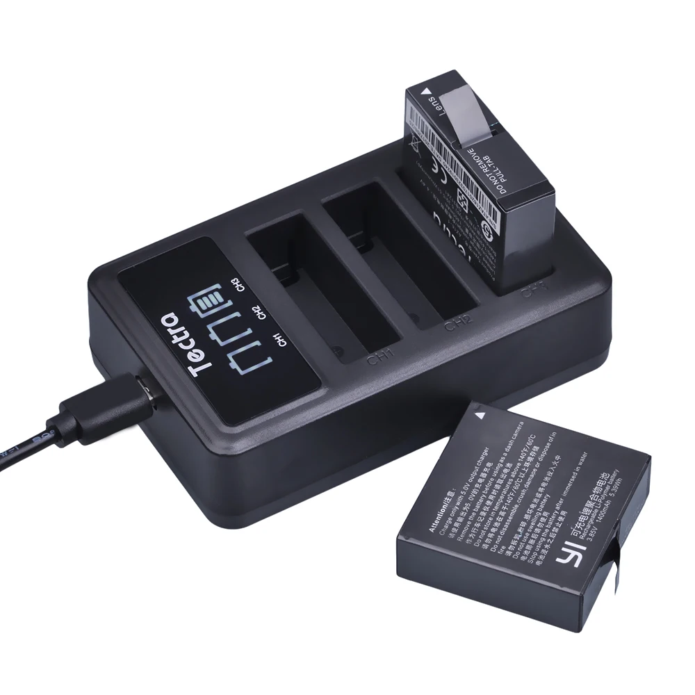 Tectra 6Pcs AZ16 1 1400mAh литий ионный аккумулятор для xiaomi yi + LED USB зарядное устройство с 3