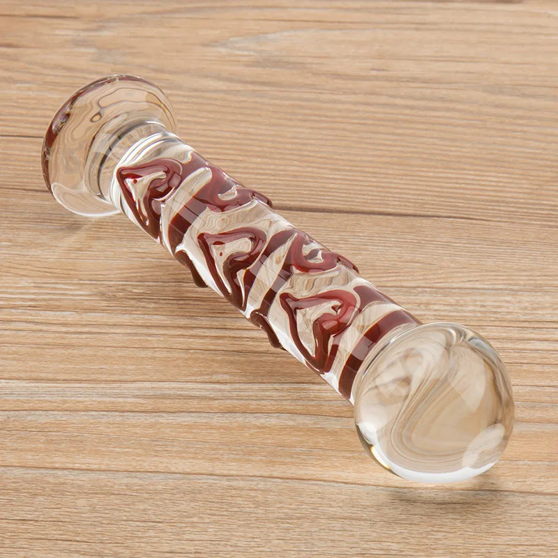 Милое оружие Кристальный стеклянный фаллоимитатор пирекса 7 дюймов красное