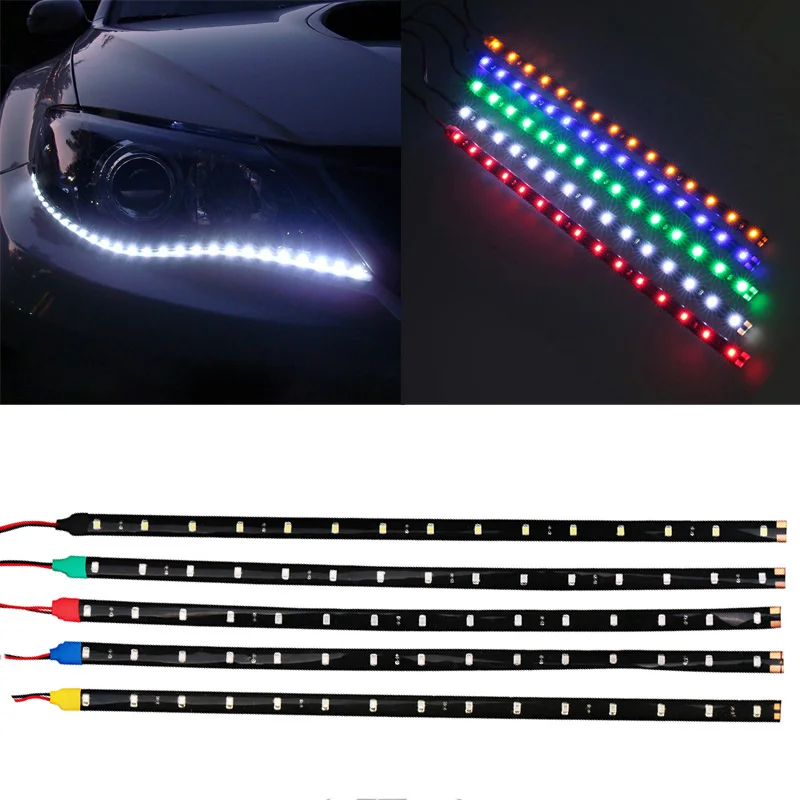 10 шт. 15SMD Автомобильная гибкая светодиодная лента Водонепроницаемая 12В 30 см Авто