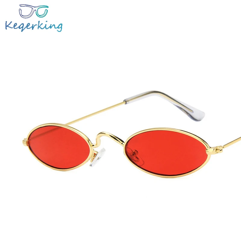 

Small Oval Sunglasses Men Women Retro Metal Frame Yellow Red Vintage Tiny Round Skinny Male Female Sun Glasses UV400 ZB-32