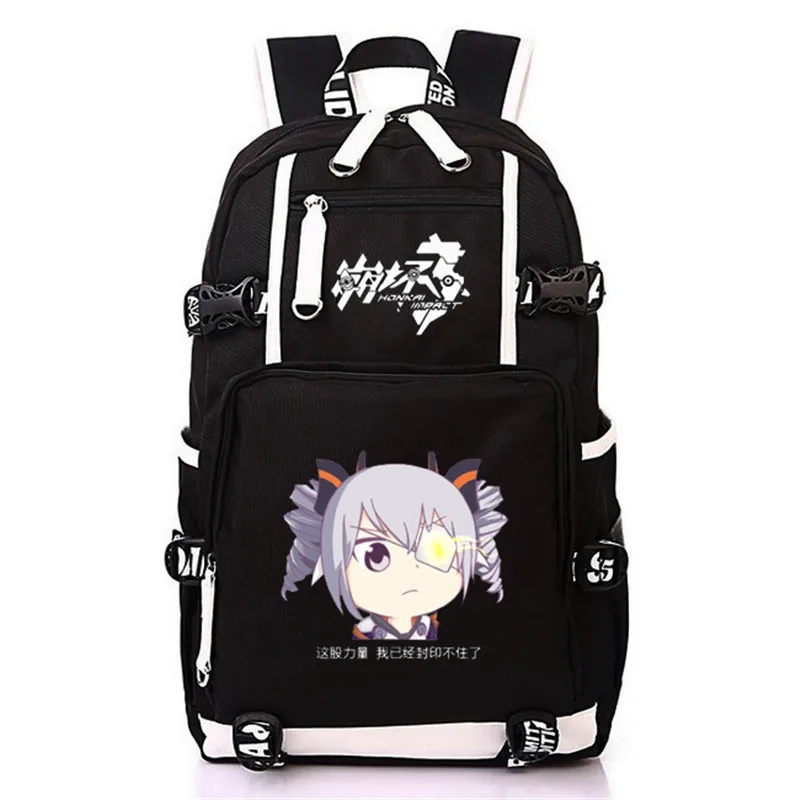 E Honkai Impact 3 игры печати рюкзак usb зарядка ноутбук рюкзак Оксфорд Путешествия Рюкзак Холст Школьные сумки подарок ручка сумки - Цвет: E