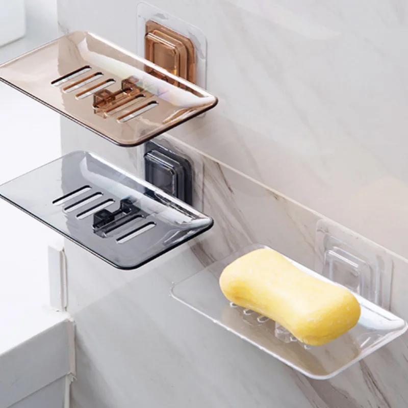 

home office hotel bathroom WC gray chocolate transparent paste style soap holder soap dish soap box free shipping