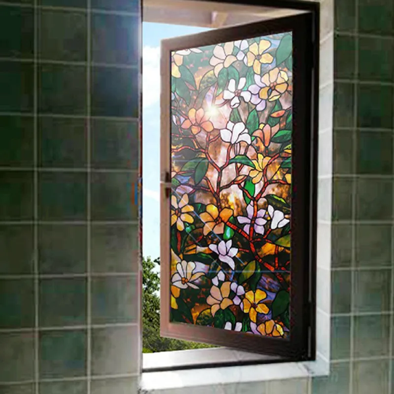 Непрозрачные виниловые пленки для окон с цветком магнолии 60x200 см|privacy glass sticker|glass