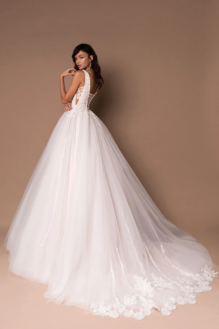 Сексуальные свадебные платья без рукавов с v-образным вырезом Vestidos De Novia без рукавов Бисероплетение Аппликация для бального платья свадебное платье индивидуальный дизайн