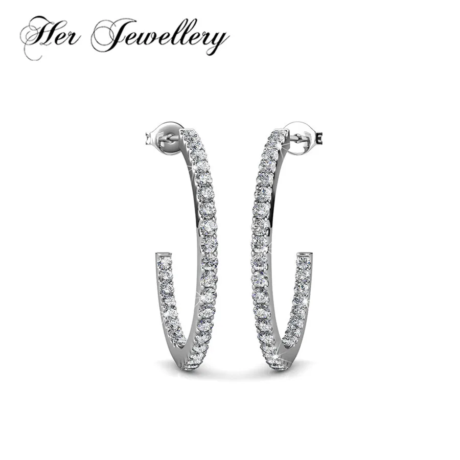Ее ювелирные изделия Двойные серьги C для женщин модные из кристаллов Swarovski с