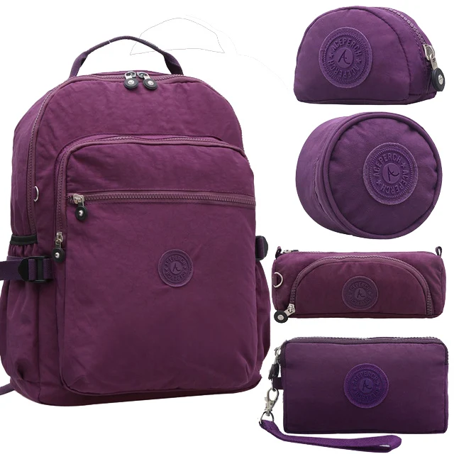 5pcs Purple Женский школьный многофункциональный водонепроницаемый нейлоновый рюкзак ACEPERCH, Kipled, школьный рюкзак, сумка для путешествий, рюкзак, для походов, большая вместимость - Цвет: 5pcs Purple