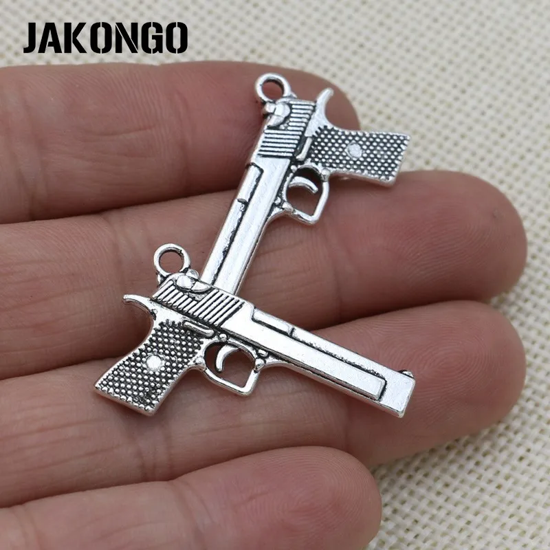 JAKONGO антикварные посеребренные Подвески с пистолетом для изготовления ювелирных