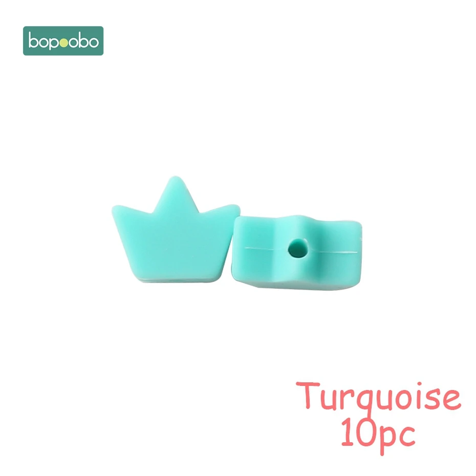 Turquoise Crown Bopoobo 10 шт Силиконовые Бусины, пищевой силиконовый Прорезыватель зубов в виде звезды, Товары для малышей, силиконовый браслет для грызунов, сделай сам, детский Прорезыватель для зубов - Цвет: Turquoise Crown