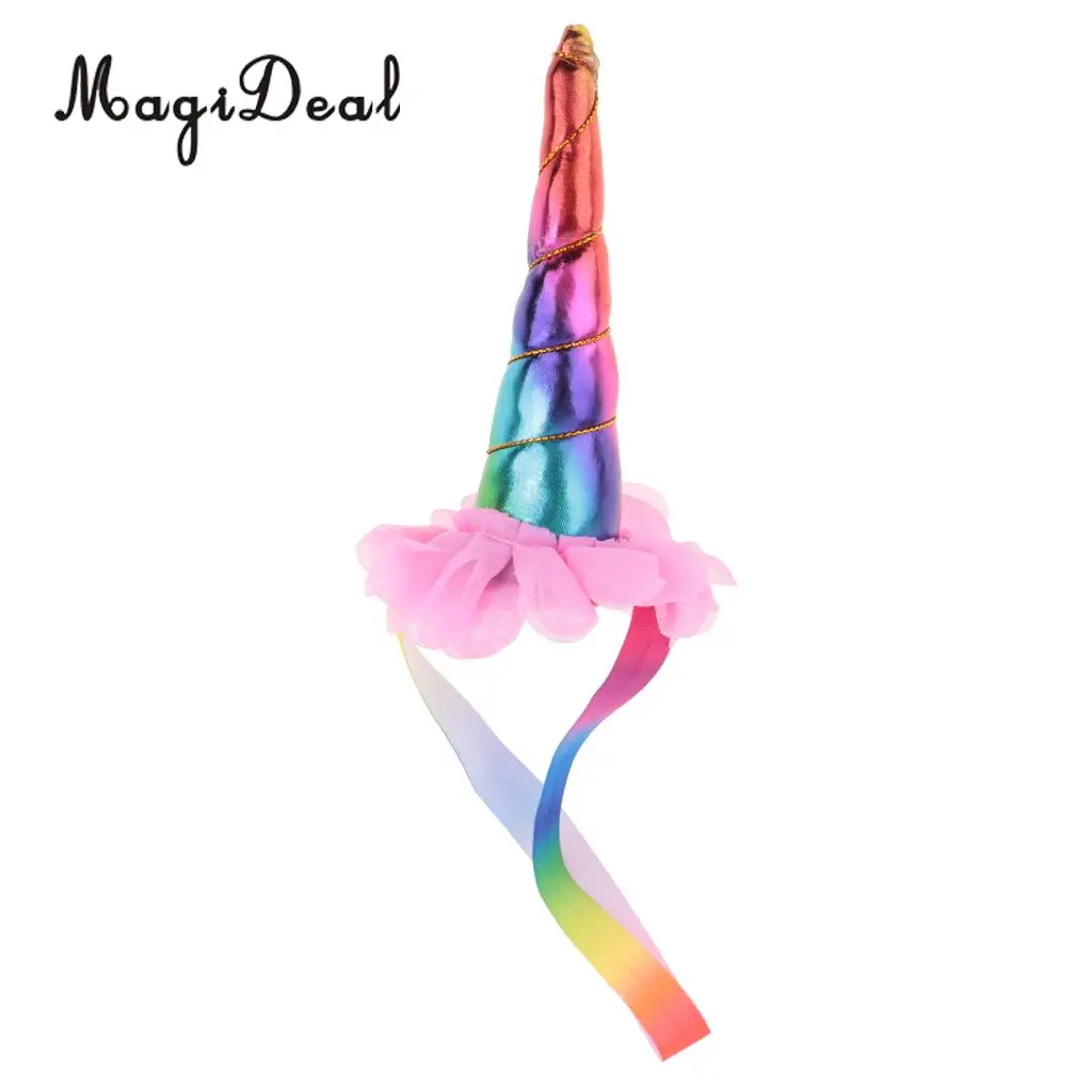 Quality Decorative Magical Rainbow Unicorn Horn Headband Adult Kids Colorful Elastic Hairband Costume Fancy Dress | Дом и сад