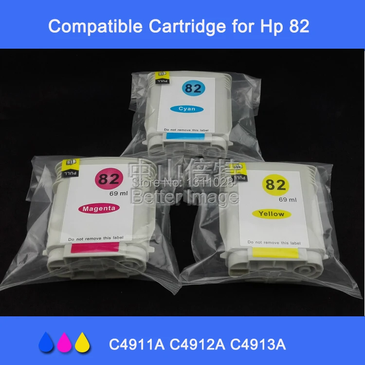 Путь чернил 3 шт. картриджа для 82 подходит Designjet 10ps/120nr/20ps/500/500 Plus/500ps/50ps/510/800/800ps/815/820 |
