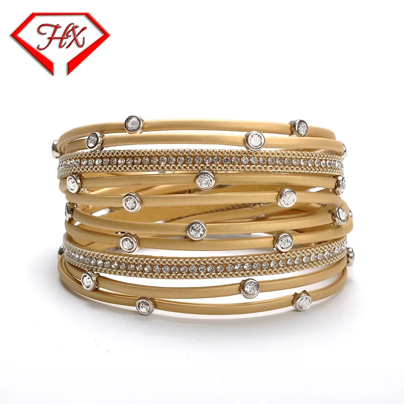 HX кожаный браслет оригинальная Женская модная подвеска со стразами Femme
