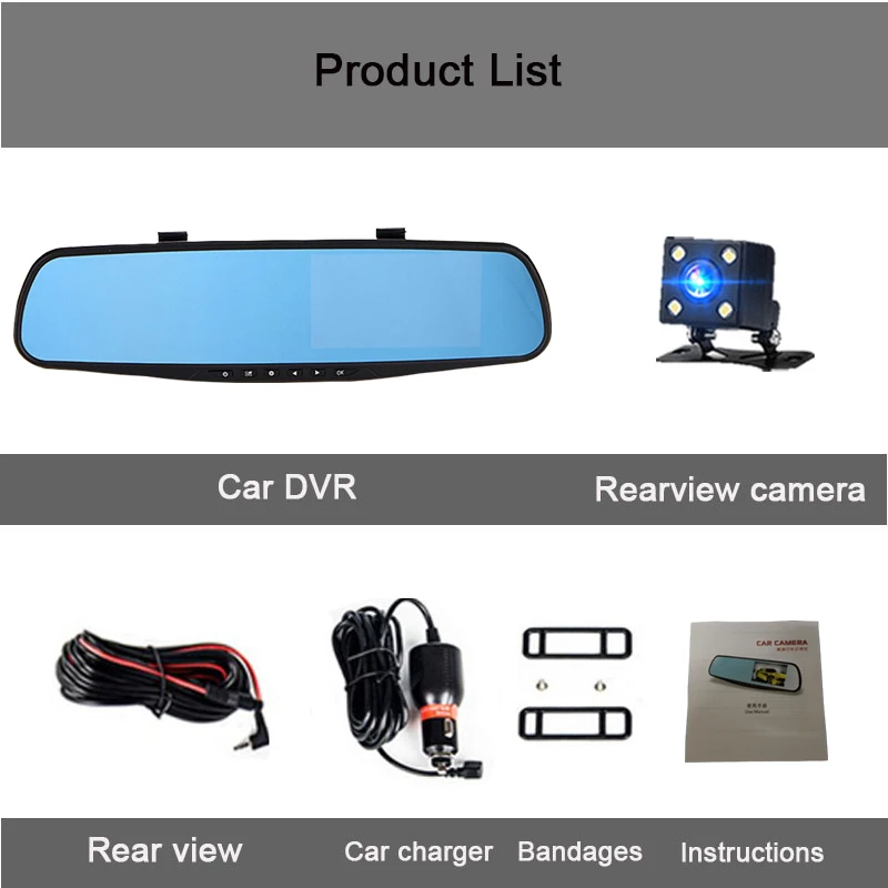 

Jiluxing H03S FHD 1080P Car DVR 4.3" car cameras rearview mirror two cameras Dash cam Video Recorder Auto Registrator