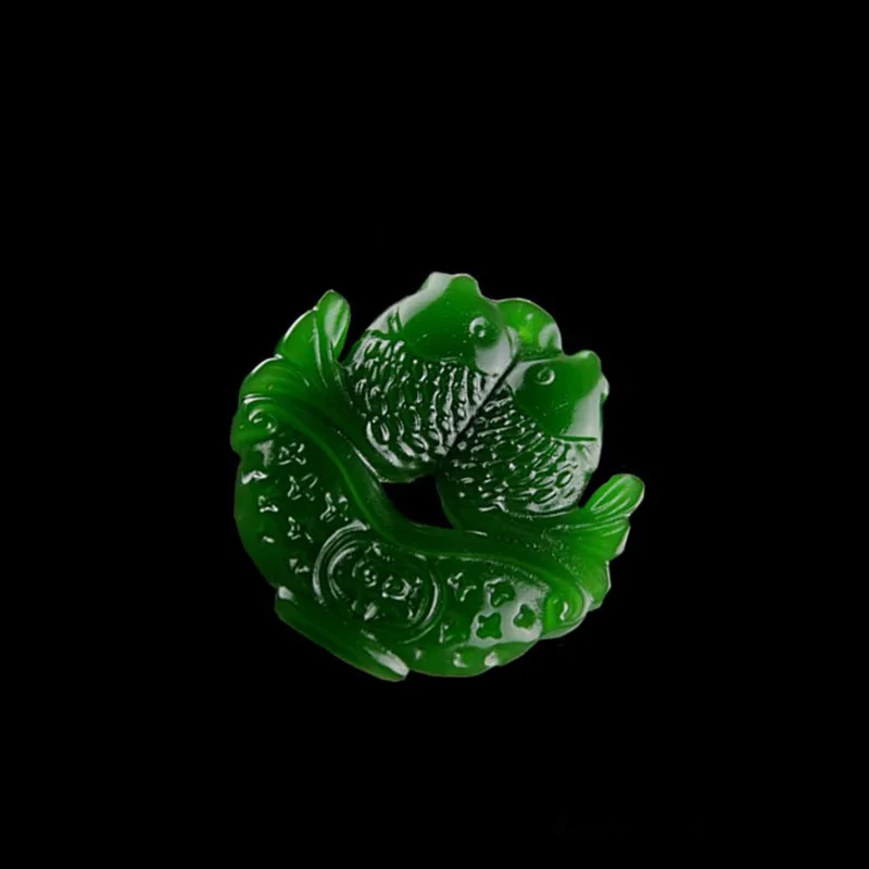 Ожерелье с зеленым кулоном высокой имитацией резной двусторонний амулет