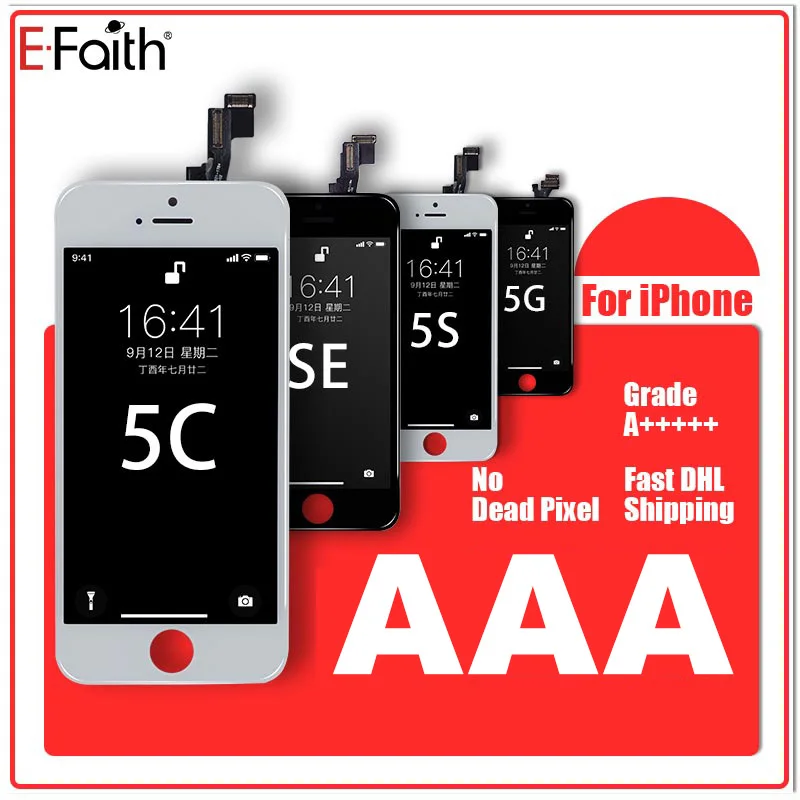 10 шт. E Faith высококачественный ЖК дисплей AAAA без битых пикселей для iPhone 5s 5c 5 Замена