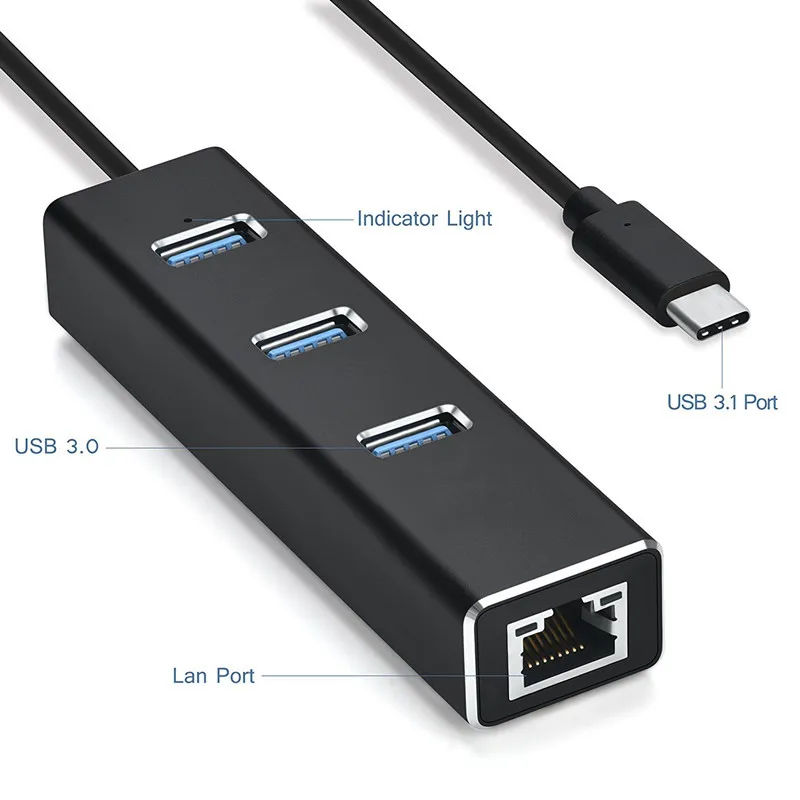 Baolyda Алюминий Тип usb c USB концентратор до RJ45 кабель Переходник C на 3 0 адаптер для