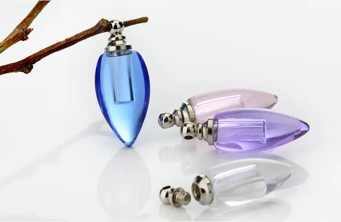 

500pcs/lot Crystal miniature glass bottles rice vials teardrop SCREW CAP perfume oil bottle Rice Charms jewelry vials Pendants