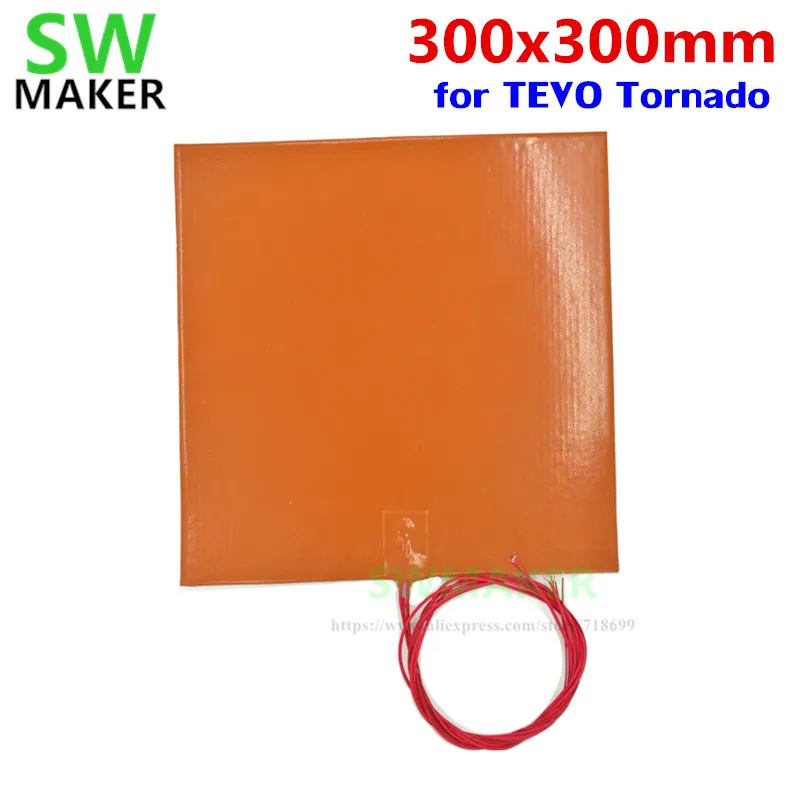 

110V / 220V 500W Silicone heating pad heater 300x300mm 12" x12" for DIY Reprap TEVO Tornado 3D Printer Heated Bed