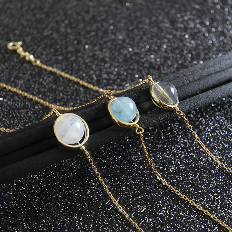 INALIS очаровательные браслеты и браслет S925 Серебряный с лунным камнем аквамарин из