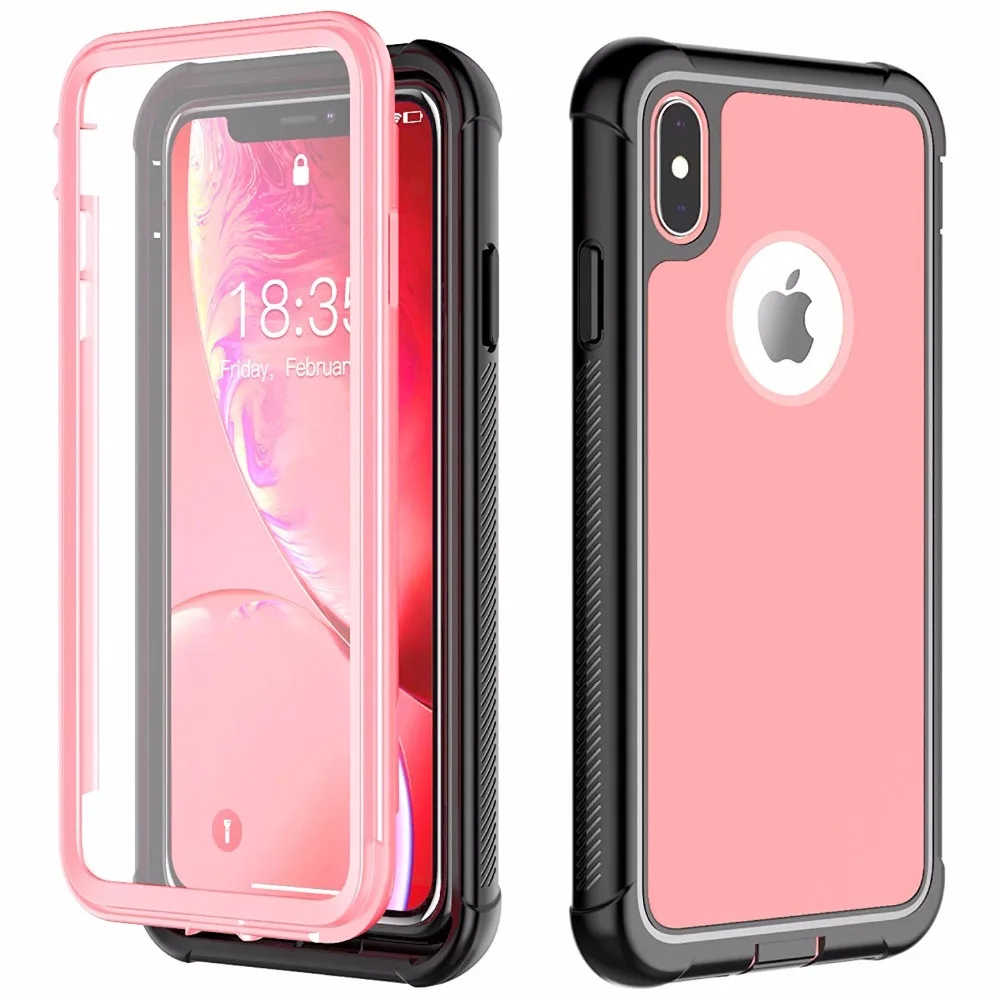 Полноразмерный прочный Чехол со встроенным защитным экраном для iPhone Xs тонкий