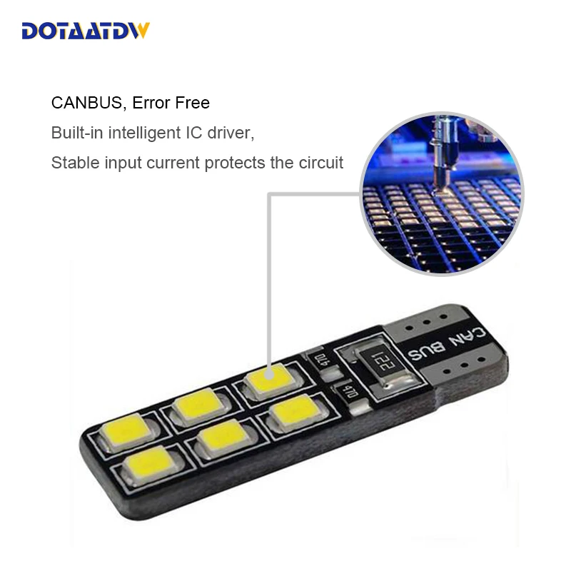 Суперъяркая автомобильная светодиодная лампа T10 W5W 168 2835 с чипом CREE 12 В лампочка