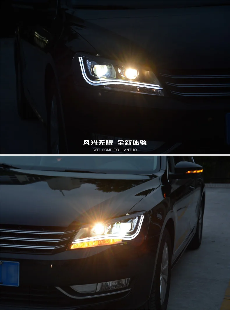 KOWELL автомобильный Стайлинг для VW Passat B7 фары 2011- Америка Passat CC светодиодный фары DRL Биксеноновые линзы Высокий Низкий луч парковка
