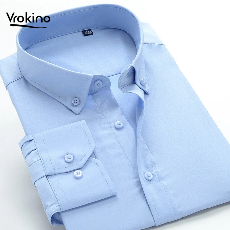 

2019 Spring and Autumn New Shelves High Quality Business Leisure Long Sleeve Shirt Fashion Solid Color Shirt Male 6XL 7XL 8XL