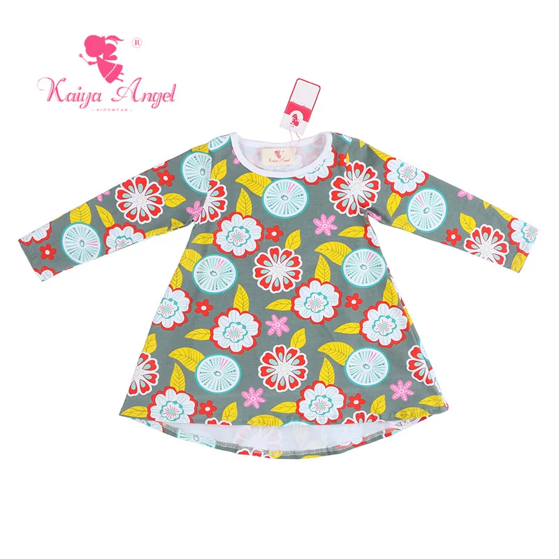 Kaiya Angel 2017 Princess Girl Dresses Baby Winter Dress Toddler Clothing Long Sleeve Floral Print Factory wholesale | Детская одежда и