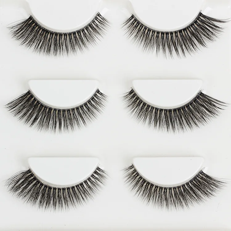 3 пары натуральных черных длинных блестящих перекрестных накладных ресниц